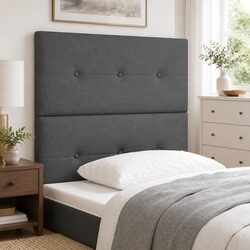 Adjustable Height LED Headboard 80cm Grey Fabric