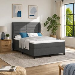 Box Spring Bed 137x190cm with Adjustable Headboard