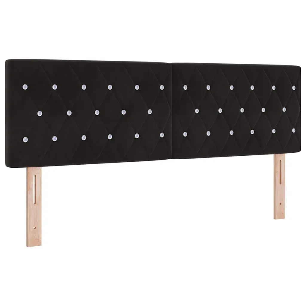 Box Spring Bed Adjustable Headboard 152x203cm Black White Velvet