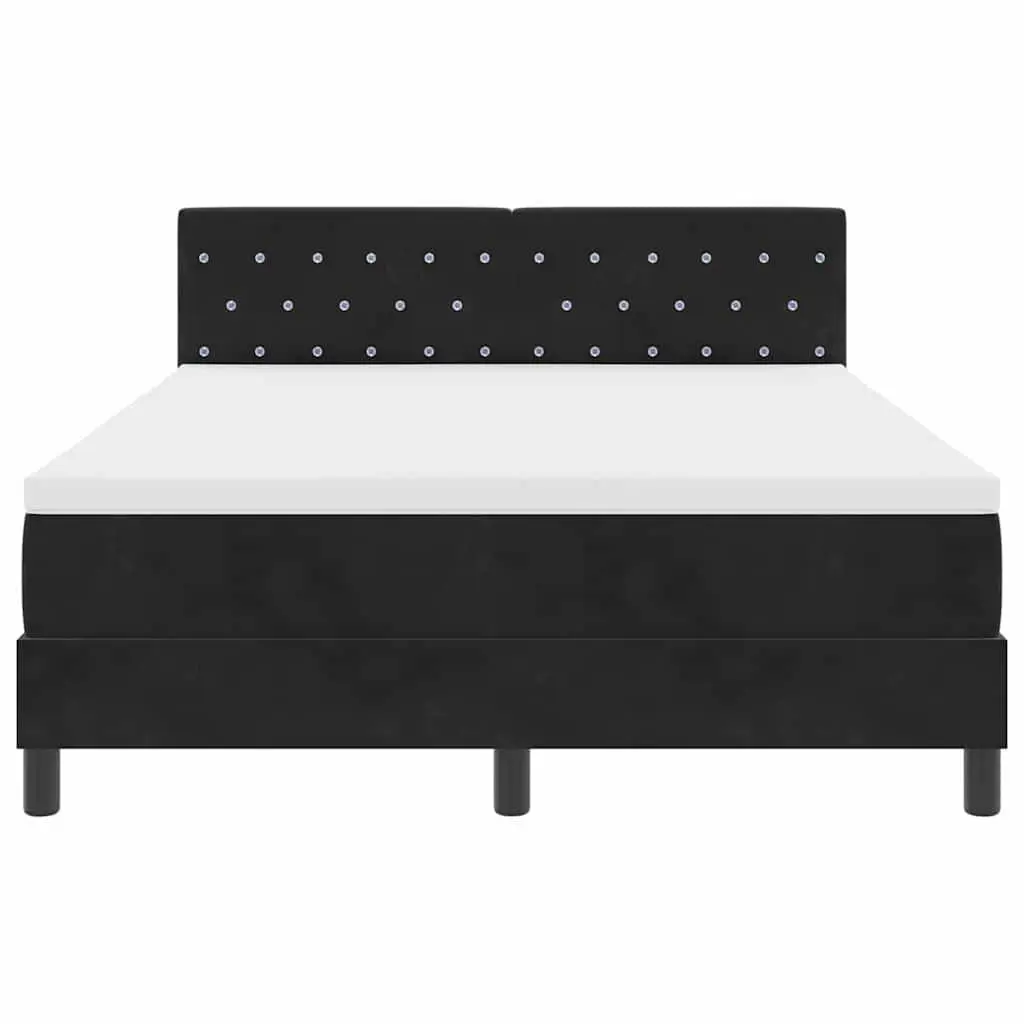 Box Spring Bed Adjustable Headboard 152x203cm Black White Velvet