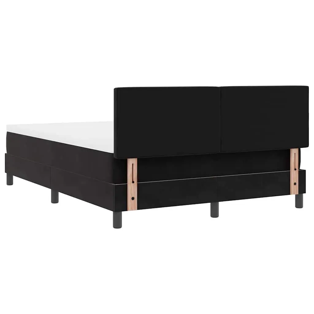 Box Spring Bed Adjustable Headboard 152x203cm Black White Velvet