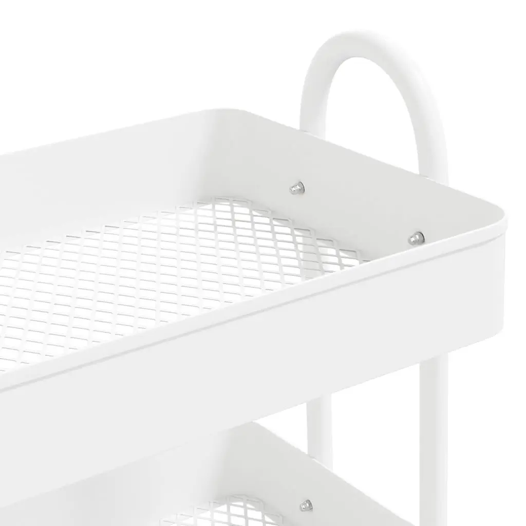 3-Tier Storage Trolley Mobile Cart White Steel Kitchen Office Organiser