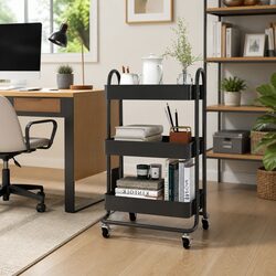 3-Tier Storage Trolley with Anthracite Steel Construction