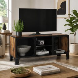 Industrial Style TV Cabinet in Rustic Brown Finish