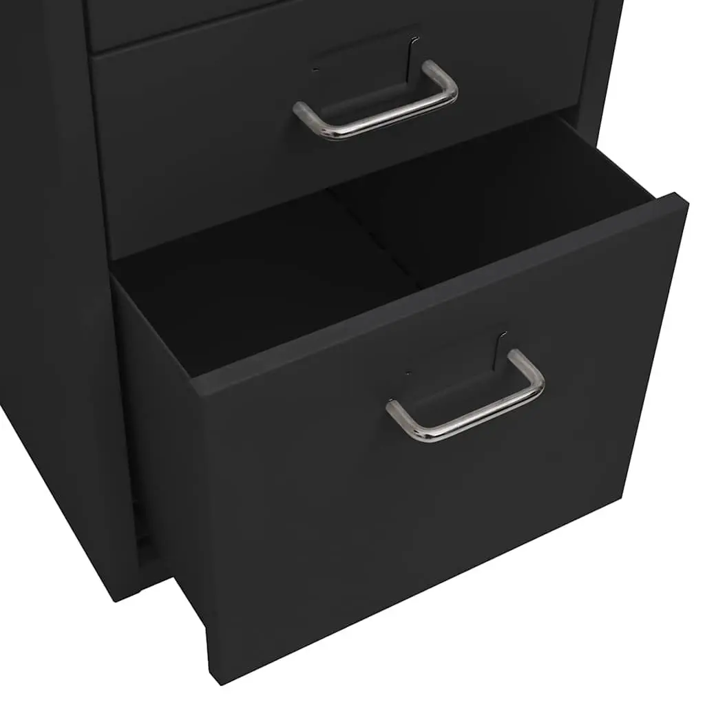 Mobile Filing Cabinet 5 Drawer Black Metal Storage Office Organizer with Wheels