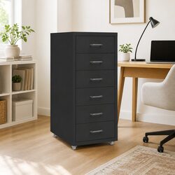 6 Drawer Metal Mobile Filing Cabinet with Wheels