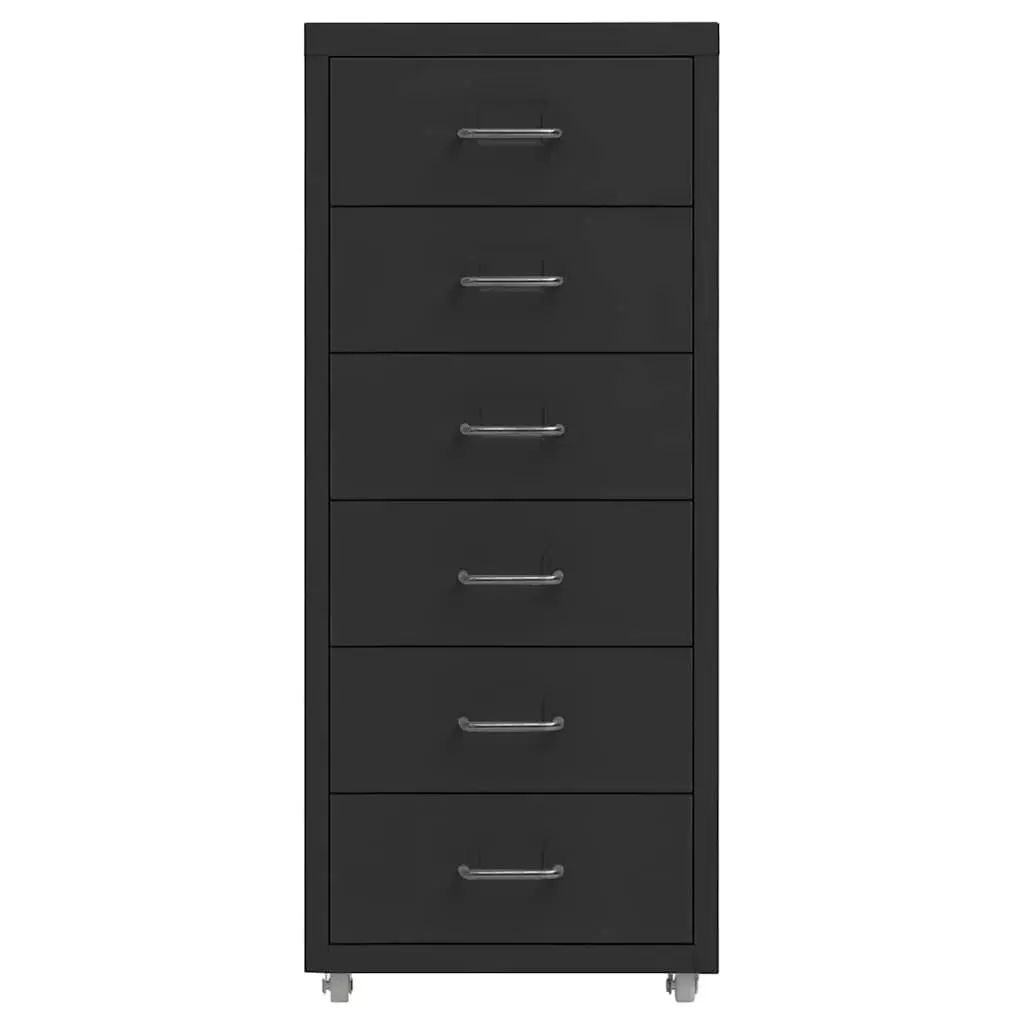 Mobile Filing Cabinet Metal File Storage 6 Drawer Compact Black