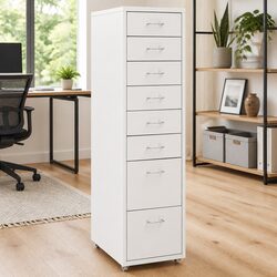 Metal Office Storage Chest with 8 Drawers and Wheels