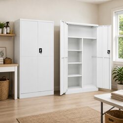 4-Shelf Steel Locker Cabinet in White