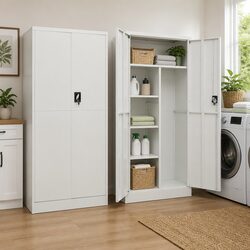 4-Shelf Steel Locker Cabinet in Grey for Storage Solutions