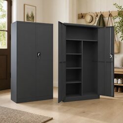 4-Shelf Industrial Steel Locker Cabinet in Anthracite 90x40x180cm