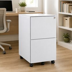 2-Drawer Mobile File Cabinet in Grey Steel