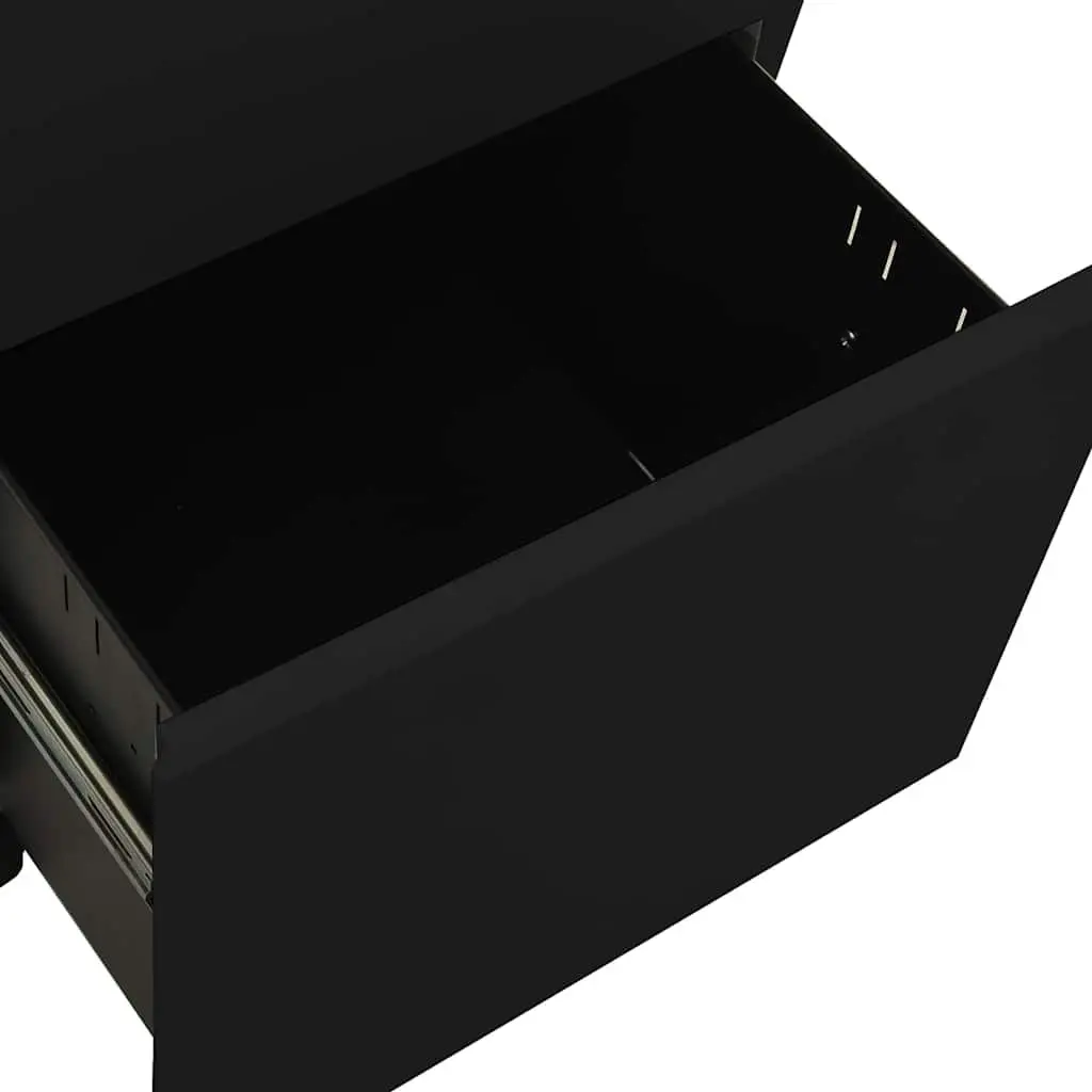Mobile File Cabinet Secure 2 Drawer Steel Storage Black