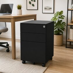Steel Mobile File Cabinet with 3 Lockable Drawers