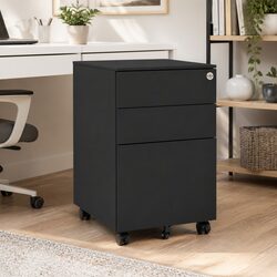 3 Drawer Mobile Filing Cabinet in Anthracite Steel