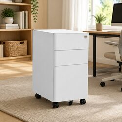 Grey 3-Drawer Mobile File Cabinet in Steel