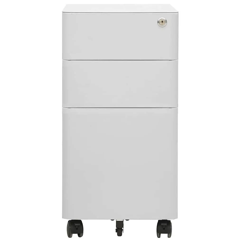 Mobile File Cabinet Steel Locking 3 Drawer Compact Grey 30x45x59cm