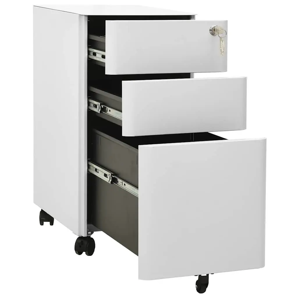 Mobile File Cabinet Steel Locking 3 Drawer Compact Grey 30x45x59cm