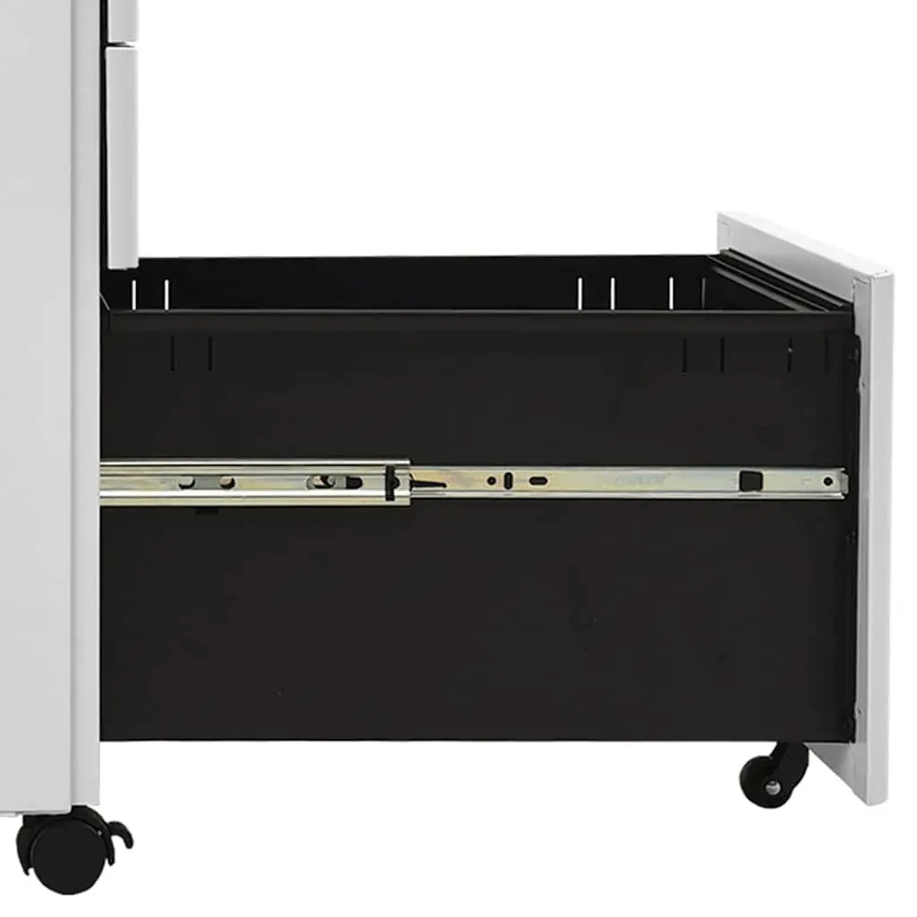 Mobile File Cabinet Steel Locking 3 Drawer Compact Grey 30x45x59cm