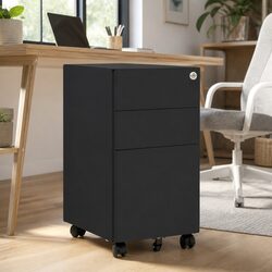3 Drawer Mobile File Cabinet in Anthracite Steel