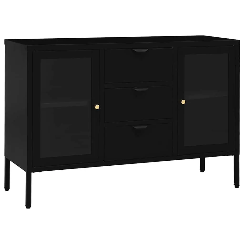 Sideboard Storage Cabinet Adjustable Shelves 105x35x70 cm Black Tempered Glass