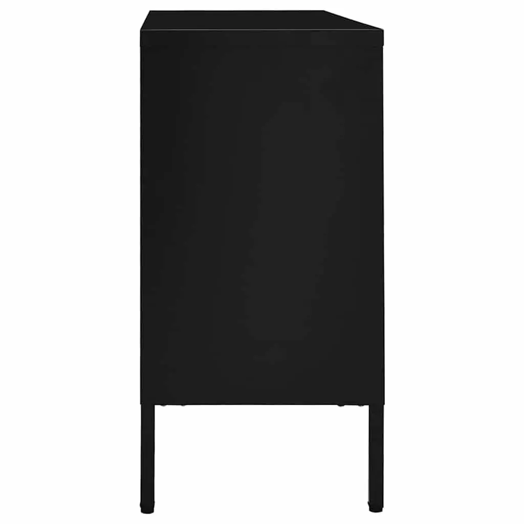 Sideboard Storage Cabinet Adjustable Shelves 105x35x70 cm Black Tempered Glass