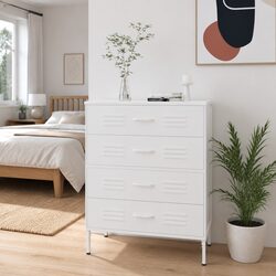 Durable White Storage Cabinet with Extendable Drawers