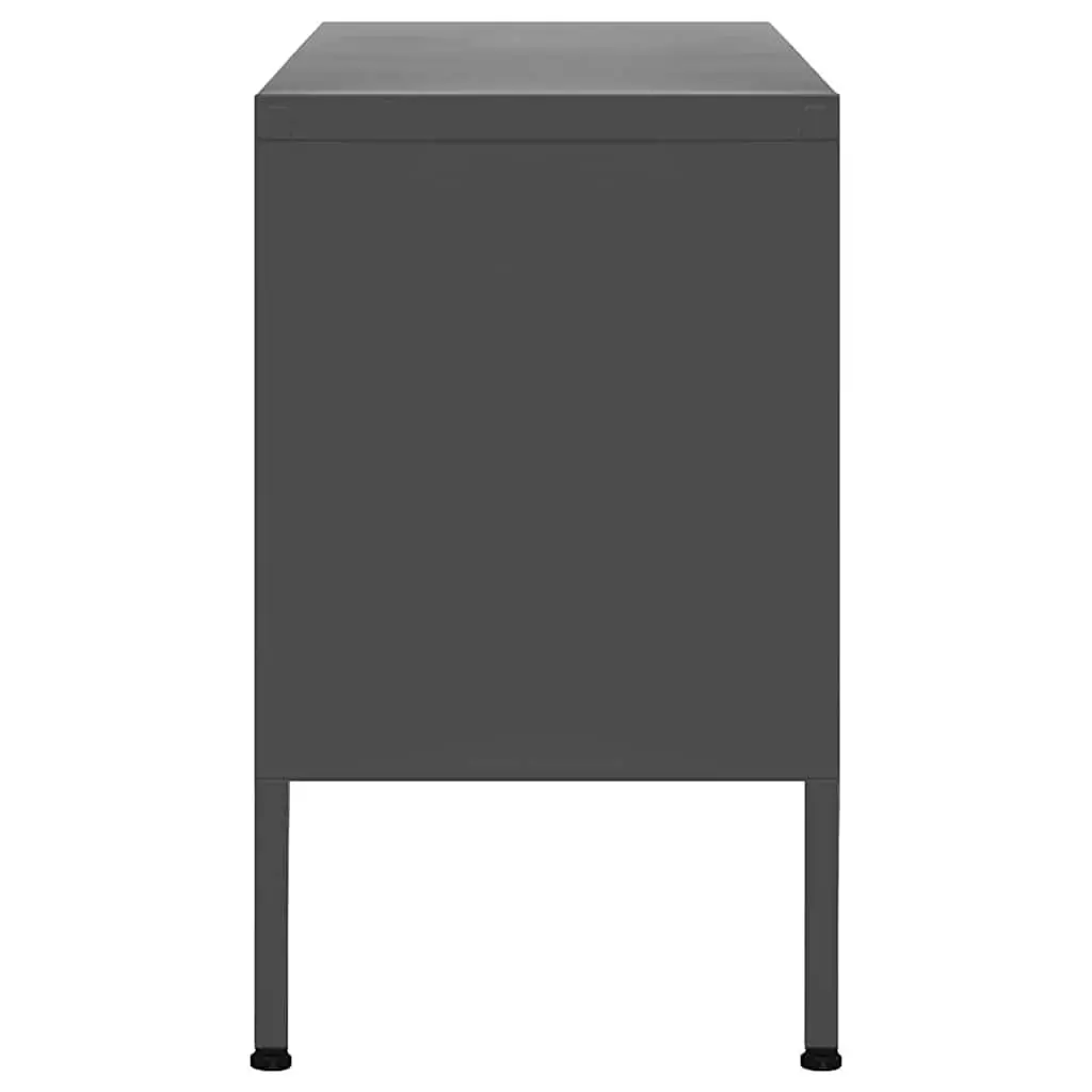 TV Cabinet Anthracite Steel Frame Adjustable Height Storage Unit with Doors and Shelves