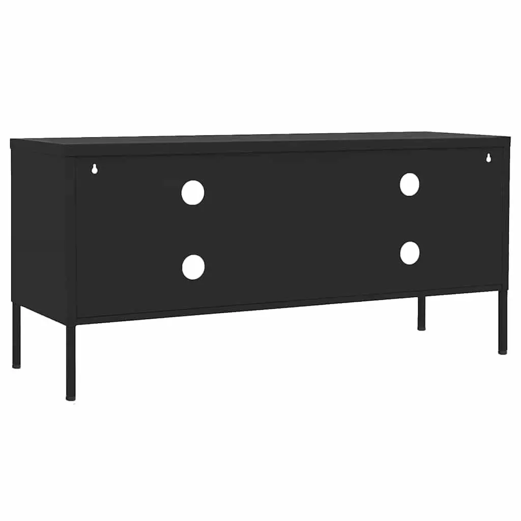 TV Stand Black Storage Unit with Doors 105 cm