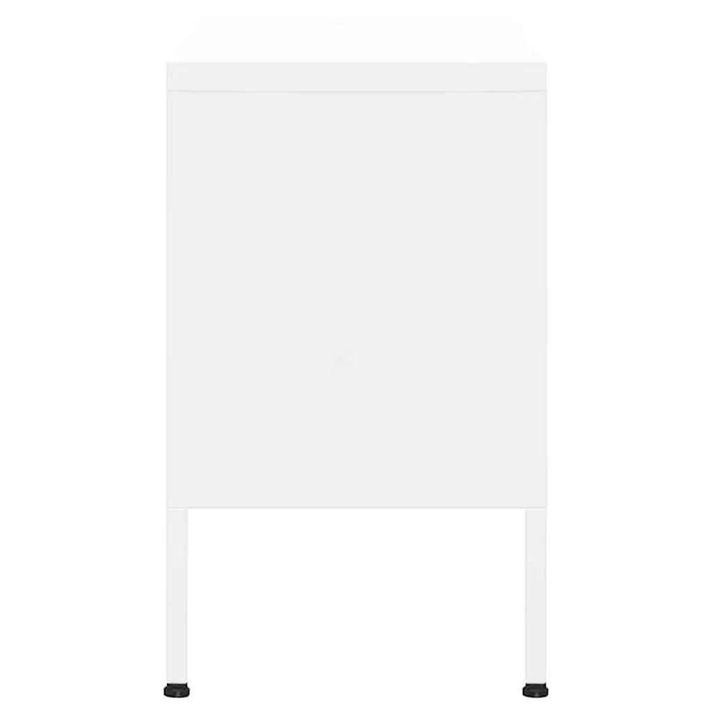 TV Cabinet Storage Unit with Doors White Steel 105 x 35 x 50 cm