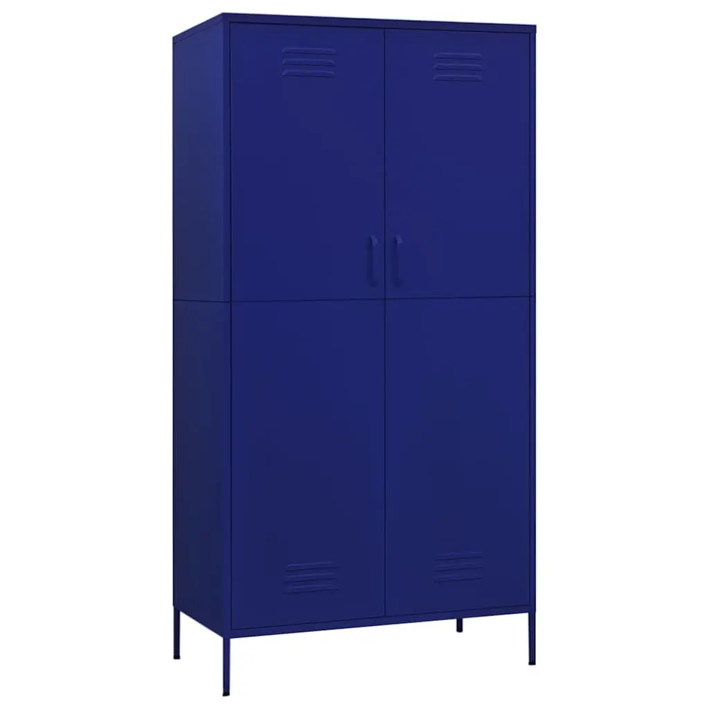 Wardrobe Cabinet Steel Storage Cupboard Adjustable Shelves Hanging Rod 90W x 50D x 180H cm Blue