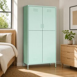 Steel Wardrobe Cabinet Green 90x50x180cm with Adjustable Shelves