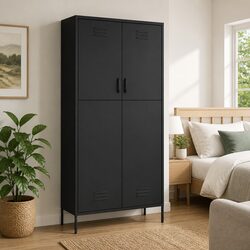 Steel Storage Cabinet: Anthracite Wardrobe with Rod