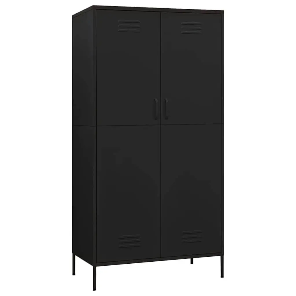 Wardrobe Cabinet Steel Storage Cupboard Adjustable Shelves Large Compartment Black