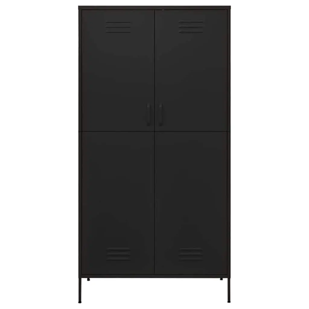Wardrobe Cabinet Steel Storage Cupboard Adjustable Shelves Large Compartment Black