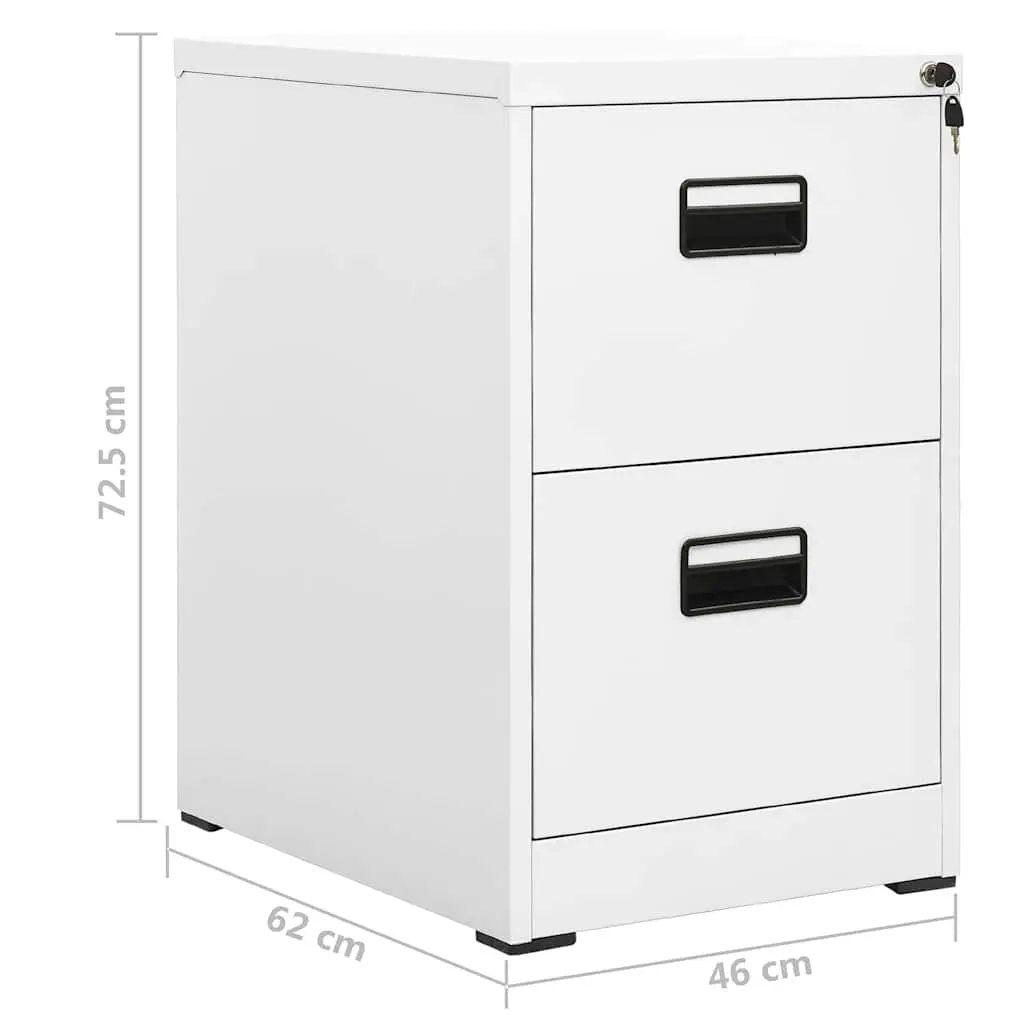 Filing Cabinet Steel 2 Drawer White 46x62x72.5cm