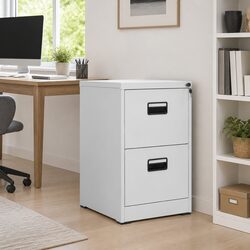 Steel Filing Cabinet in Light Grey with 2 Drawers
