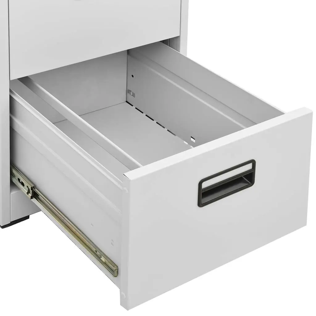 Filing Cabinet Lockable 2 Drawer Steel Light Grey