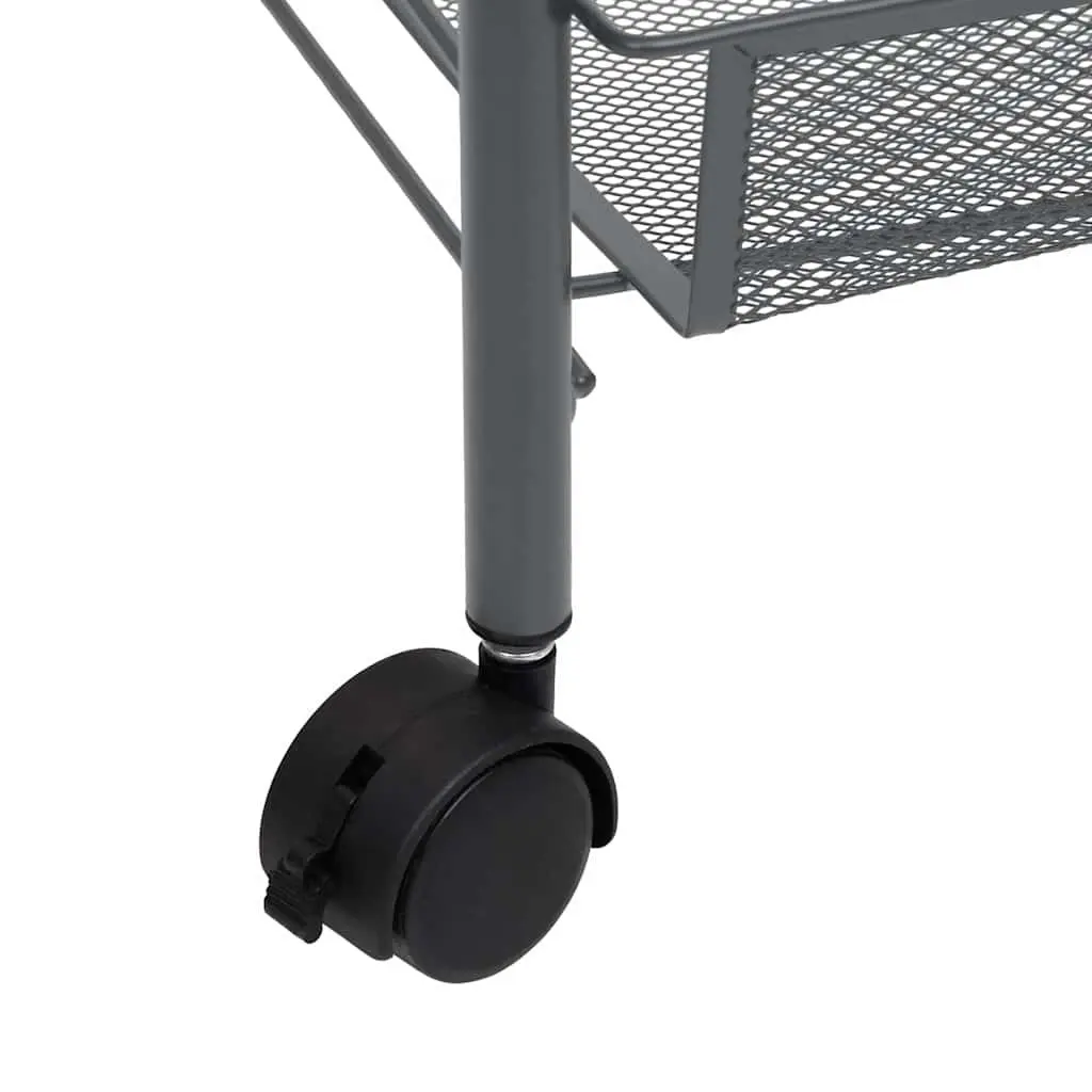 5-Tier Kitchen Trolley Space-Saving Storage Cart Grey with Removable Baskets and Wheels