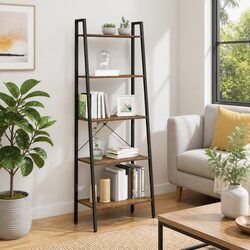 5-Tier Steel Frame Storage Rack in Dark Brown and Black