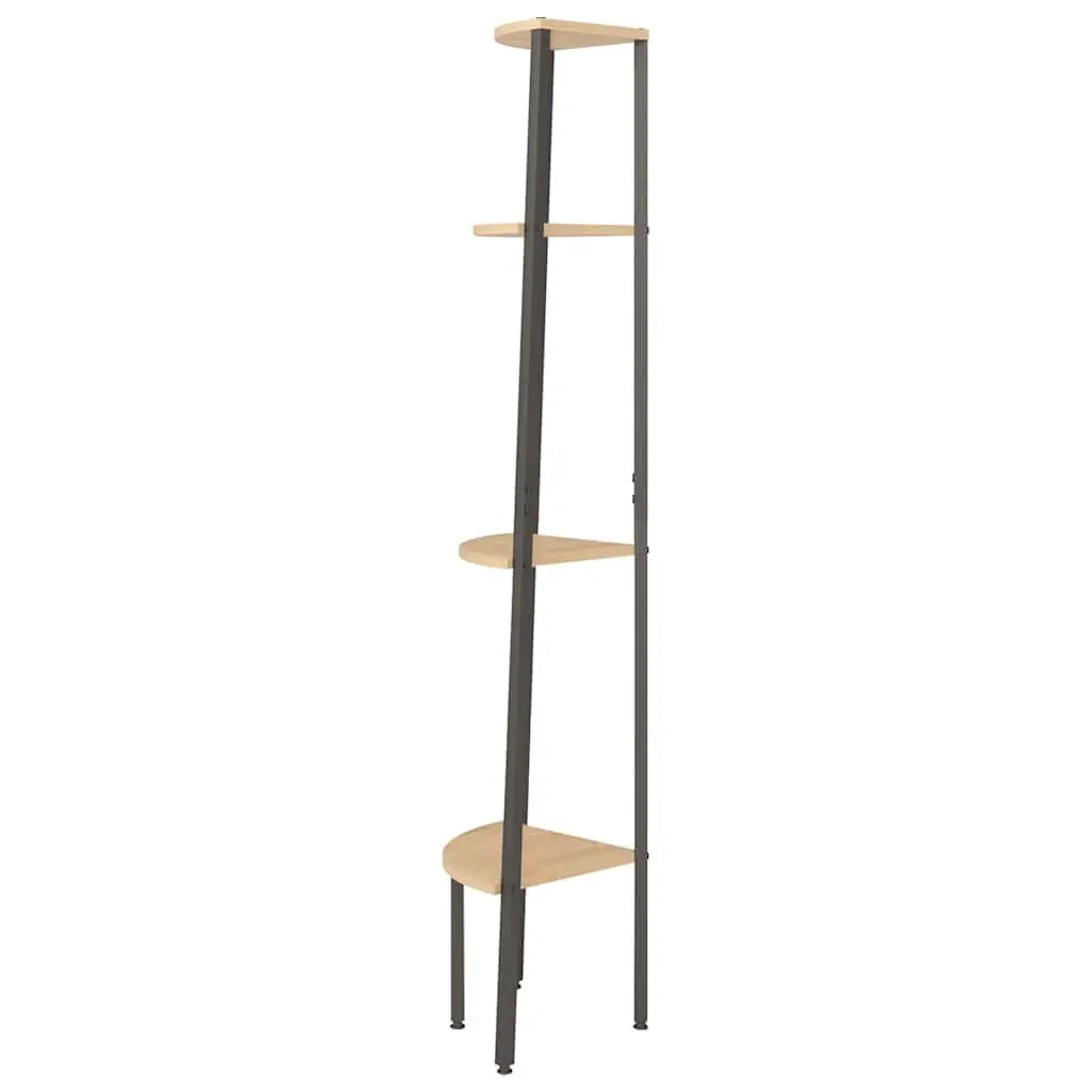 4-Tier Corner Shelf Unit Steel Frame Brown and Black