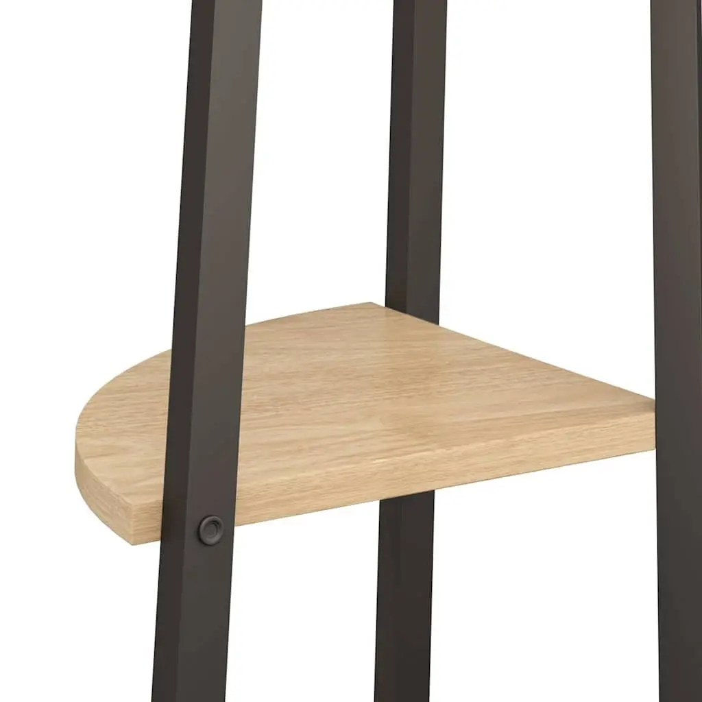 4-Tier Corner Shelf Unit Steel Frame Brown and Black