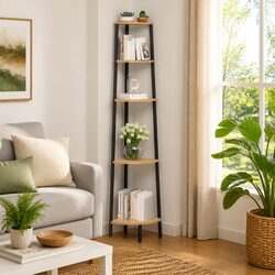 5-Tier Corner Shelf with Steel Frame