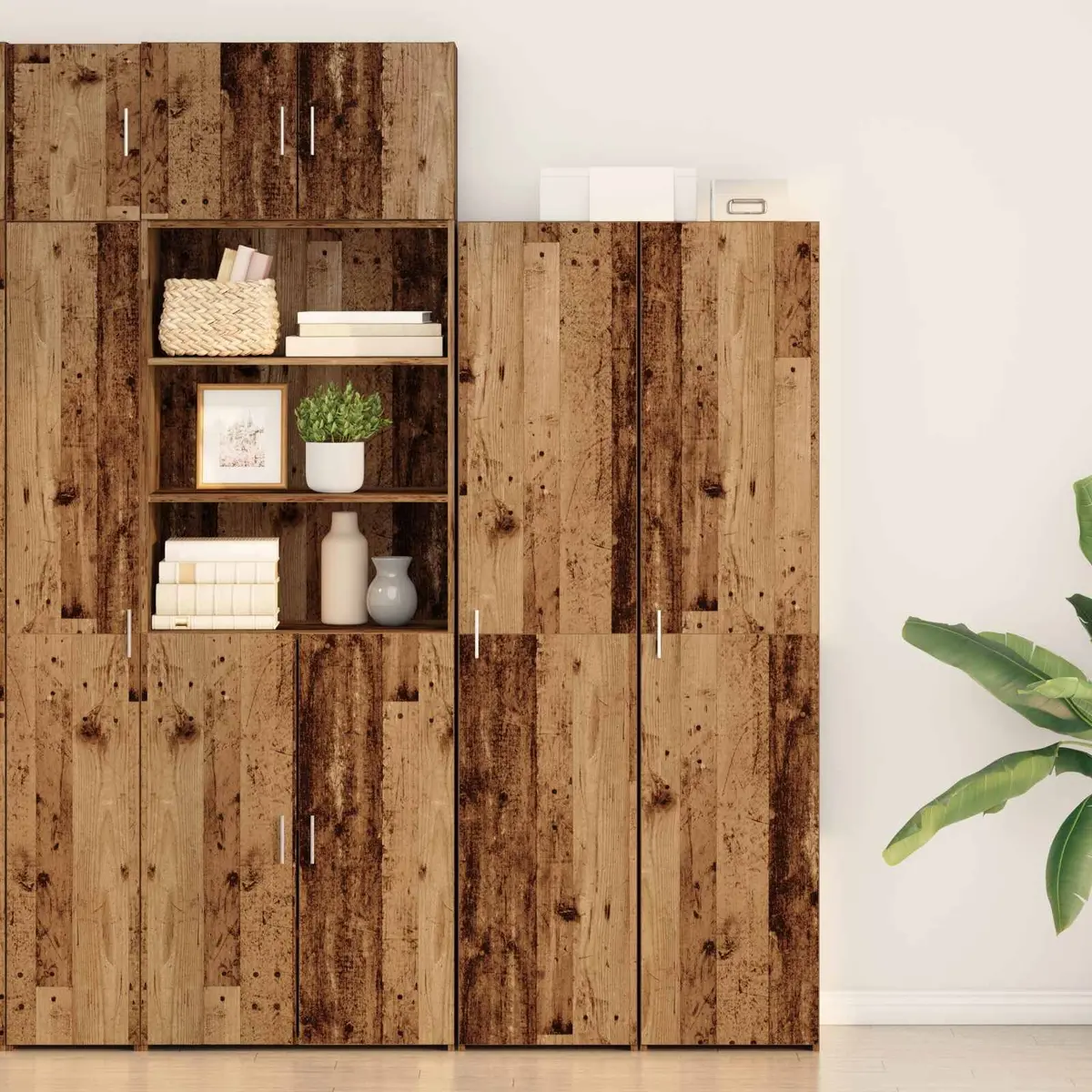 Highboard Tall Storage Cabinet Engineered Wood 185cm Brown