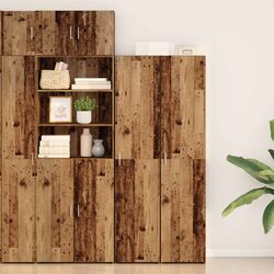 Brown Engineered Wood Highboard Buffet Storage Cabinet