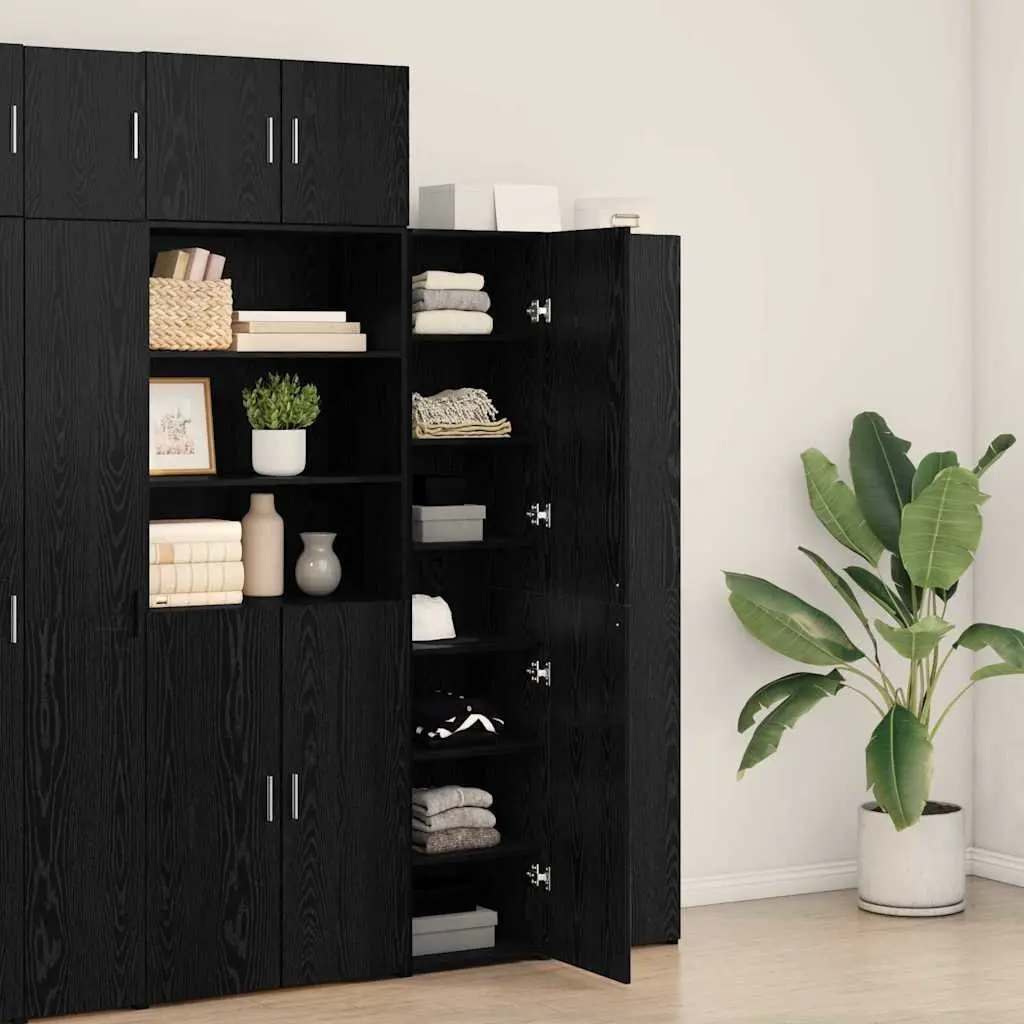 Highboard Engineered Wood Storage Cabinet Slim Profile 40 x 42.5 x 185 cm Black