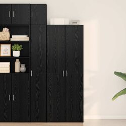 Black Oak Buffet Cabinet with Ample Shelving for Storage