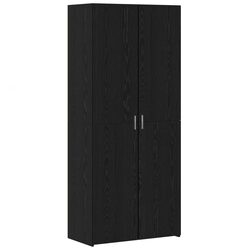 Engineered Wood Black Oak Highboard with Storage