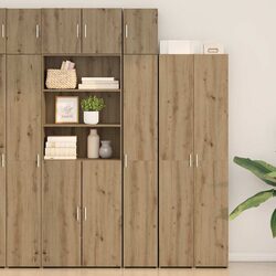 2-Piece Engineered Wood Storage Cabinet with Adjustable Shelves