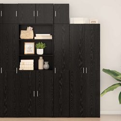 Black Oak 2-Piece Sideboard with Adjustable Shelves